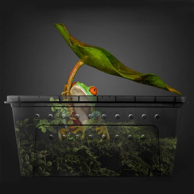 OMEM Portable Reptile Terrarium Habitat for Mini Pet Houses Breathable Holes Stackable Container (Black-M) - Image 5